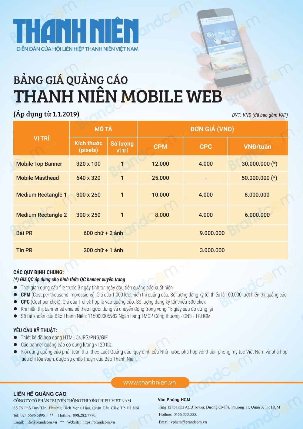 Bảng giá quảng cáo báo Thanh Niên online 2019