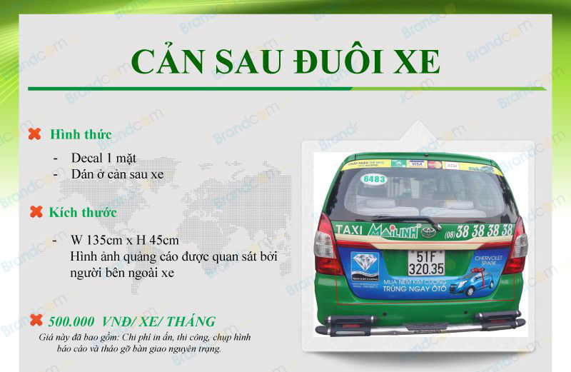 Bảng giá quảng cáo trên taxi Mai Linh