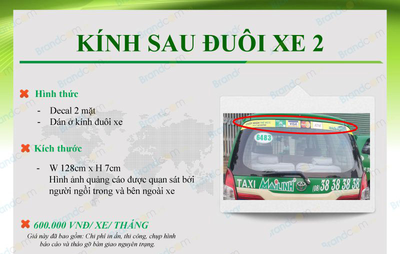 Bảng giá quảng cáo trên taxi Mai Linh