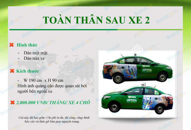 Bảng giá quảng cáo trên taxi Mai Linh