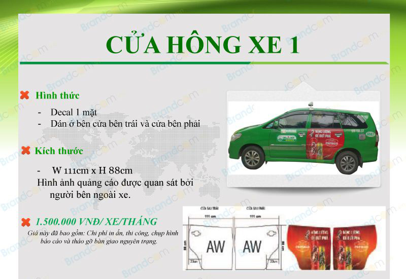 Bảng giá quảng cáo trên taxi Mai Linh