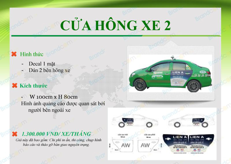 Bảng giá quảng cáo trên taxi Mai Linh