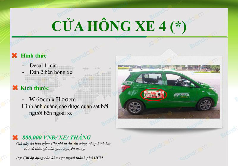 Bảng giá quảng cáo trên taxi Mai Linh