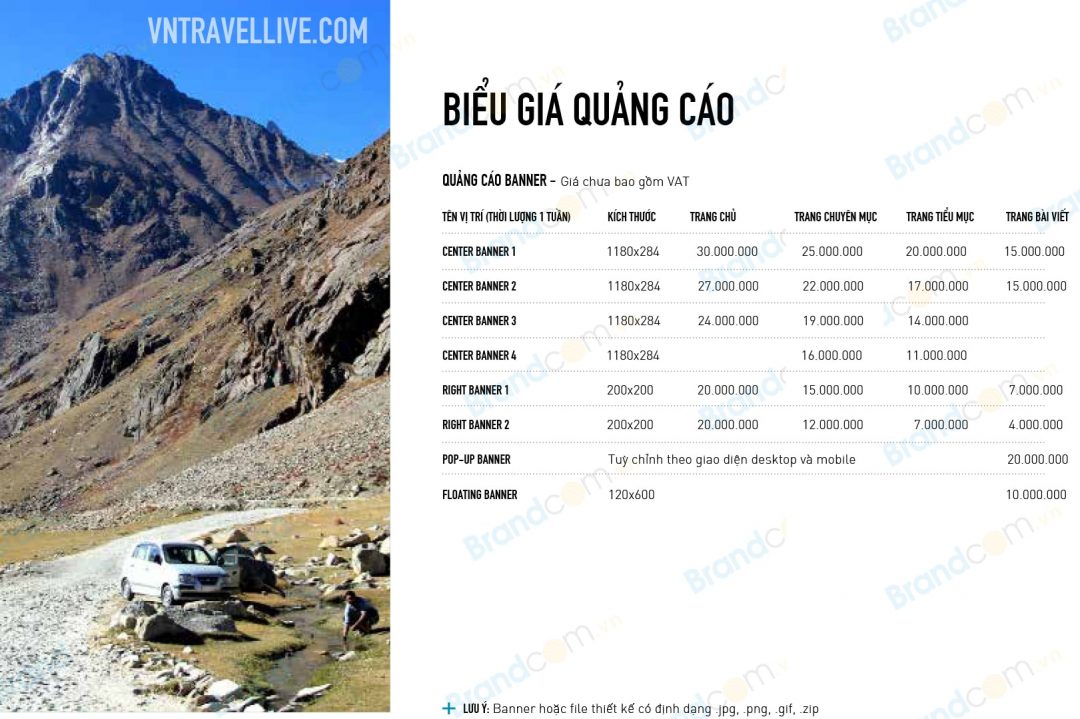 Bảng giá quảng cáo Tạp chí Travellive