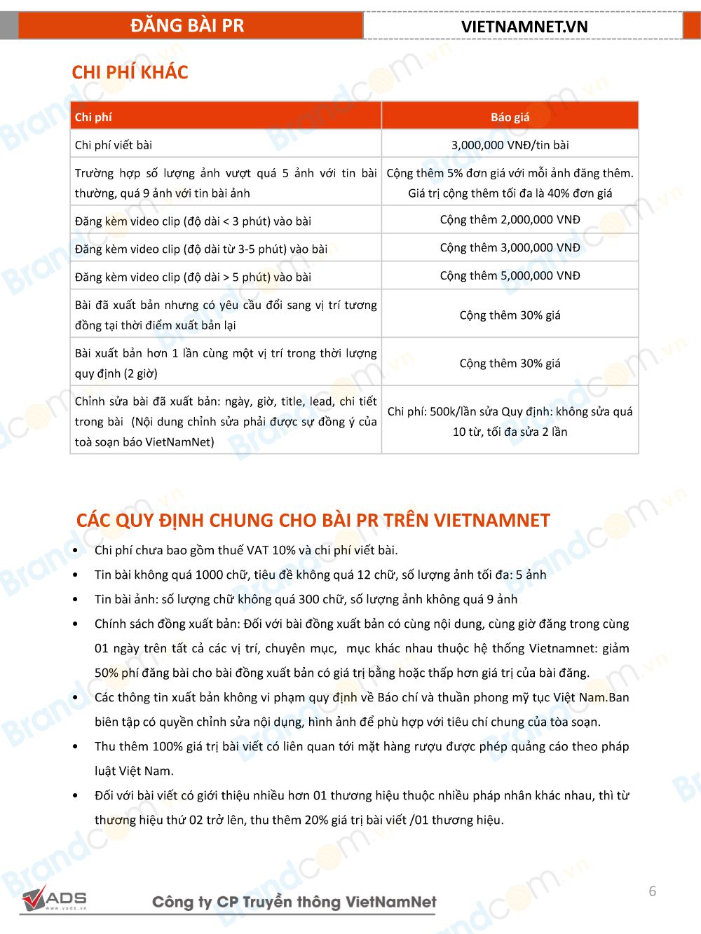 Báo giá đăng bài PR báo vietnamnet