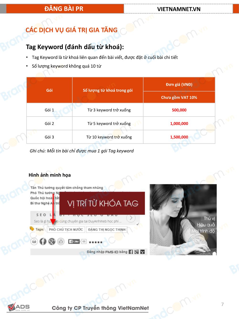 Báo giá đăng bài PR báo vietnamnet