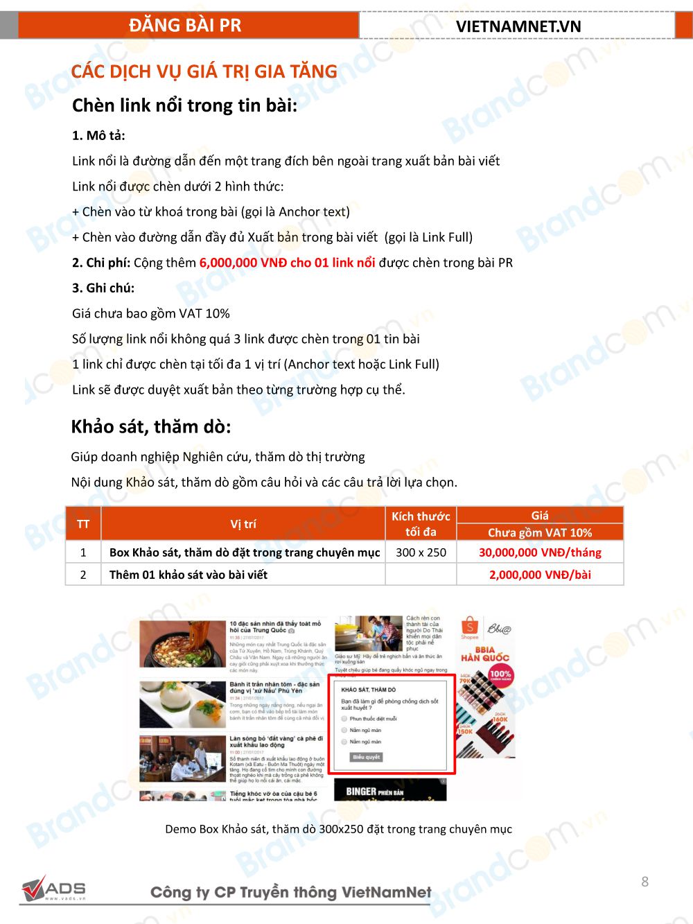 Báo giá đăng bài PR báo vietnamnet