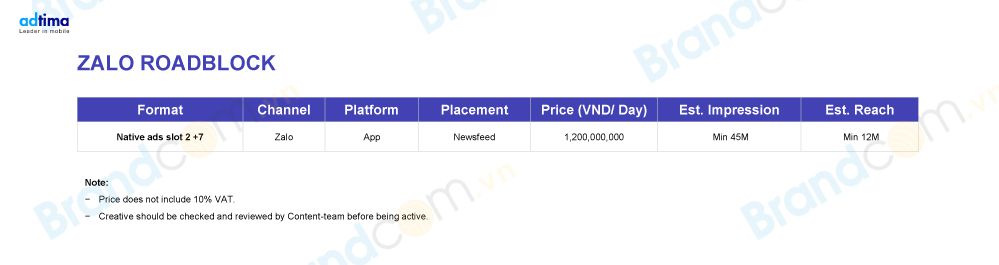 Bảng giá quảng cáo banner trên zing.vn