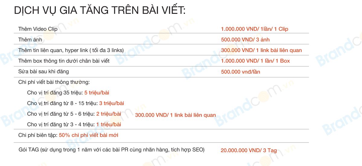 Bảng giá PR bài viết trên Dân Trí
