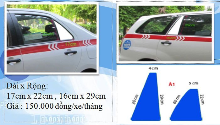 Bảng báo giá quảng cáo trên taxi Group